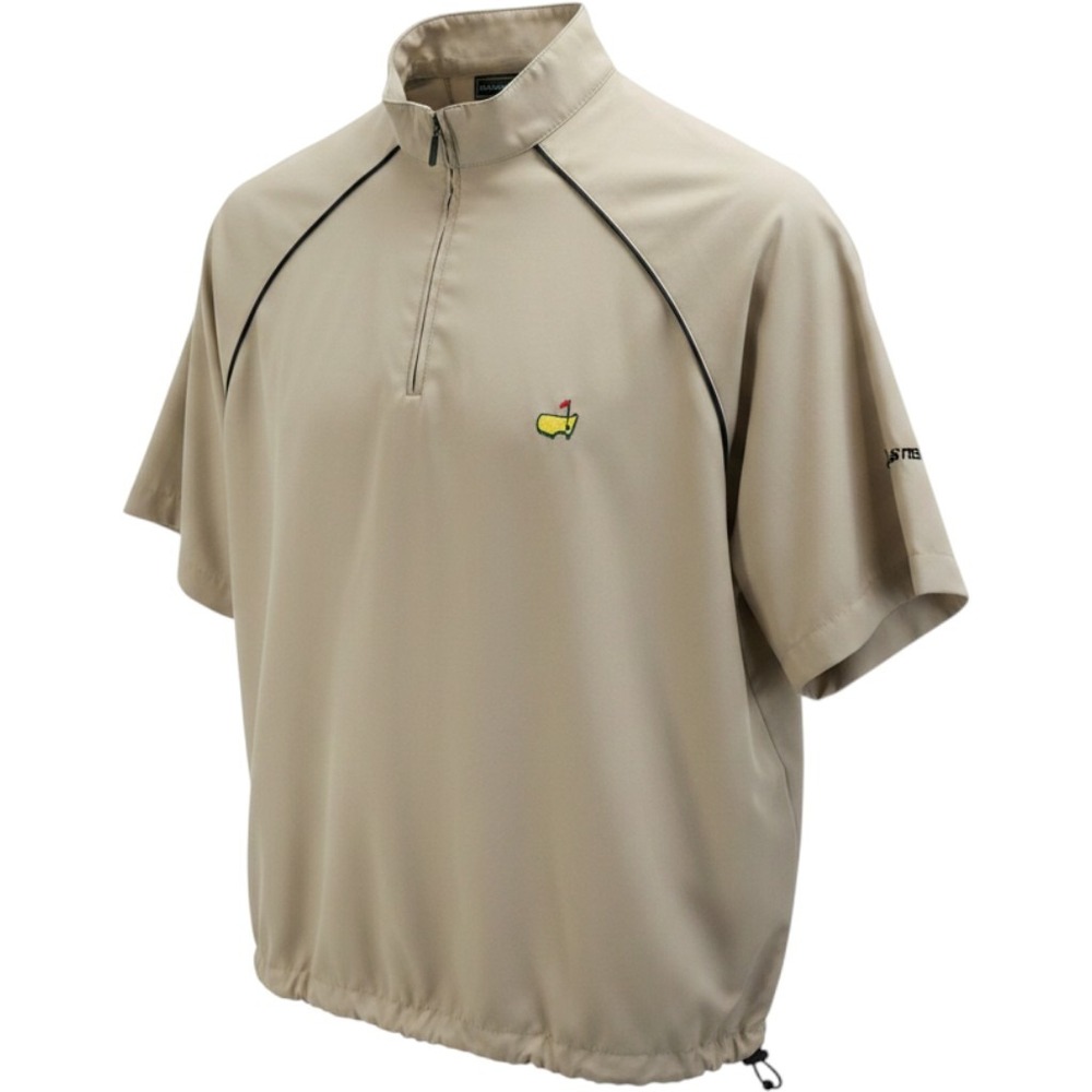 Masters Collection Golf Windshirt Mens Large Tan Khaki Short Sleeve 1/4 Zip